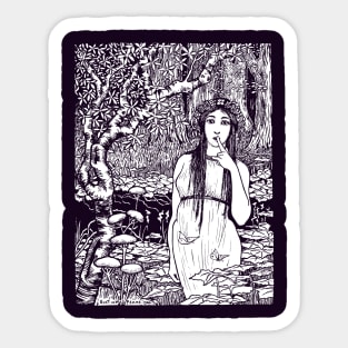 Woman in a Magical Forest (for dark clothing) Sticker